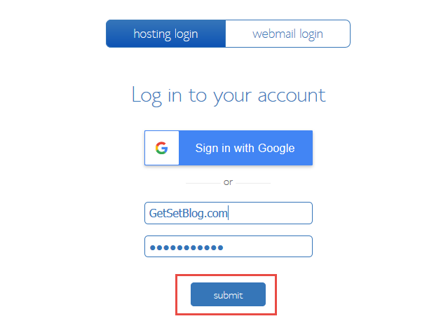 Login to your Bluehost panel