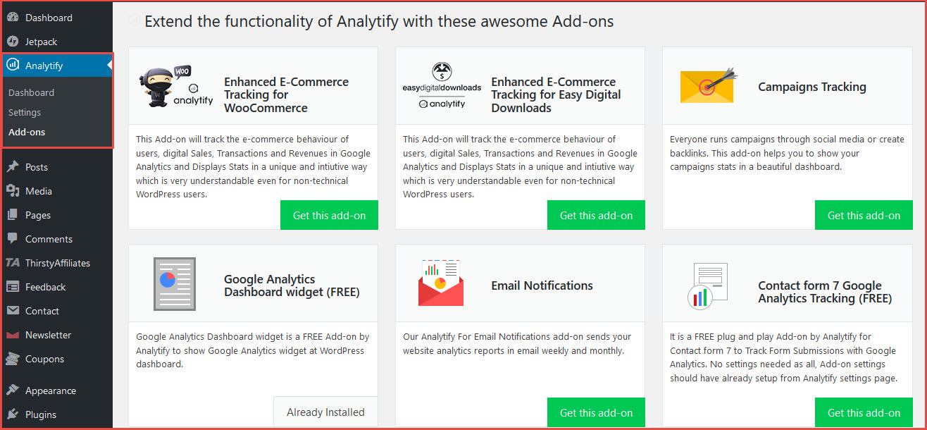 add-ons for analytify plugin -Analytify Review