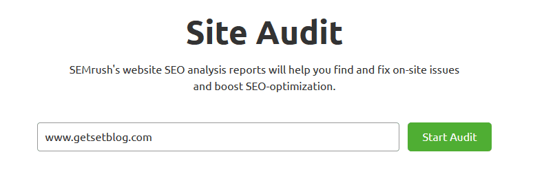 Enter you domain to start site audit